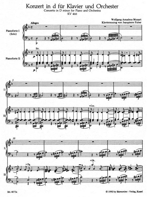 Mozart【Konzert in d  Nr. 20 , KV 466】für Klavier und Orchester