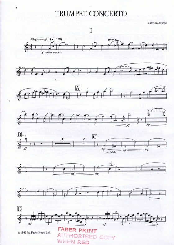 Malcolm Arnold【Trumpet Concerto】for Trumpet and Piano Malcolm Arnold【Trumpet Concerto】for Trumpet and Piano