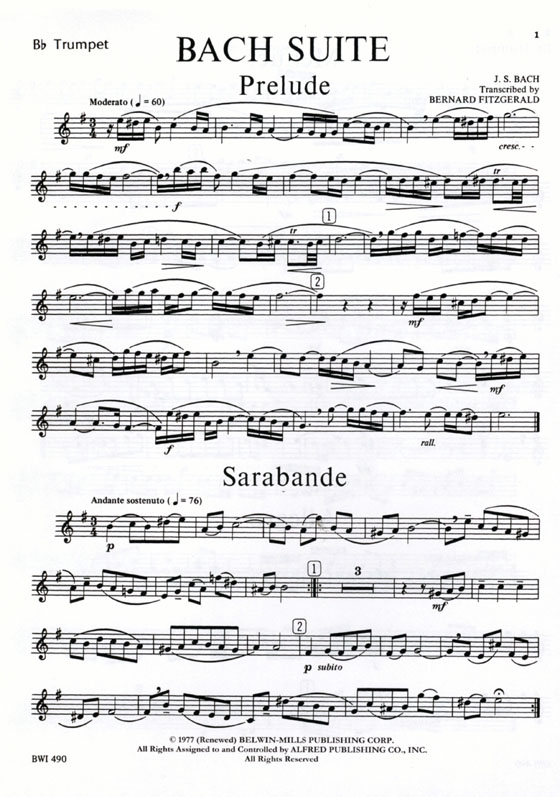 J. S. Bach【Suite】for B♭ Trumpet / Piano (Ⅳ) J. S. Bach【Suite】for B♭ Trumpet / Piano (Ⅳ)