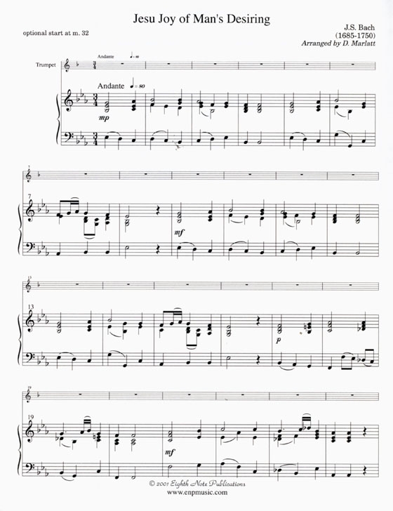 J.S. Bach【Jesu Joy of Man's Desiring】for Trumpet and Keyboard , Easy-Medium
