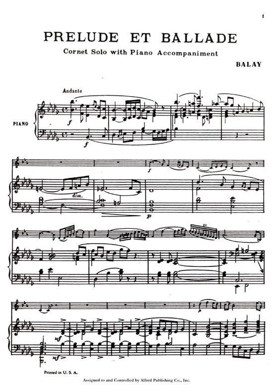 Balay【Prelude Et Ballade】for B♭ Cornet / Piano (Ⅳ)