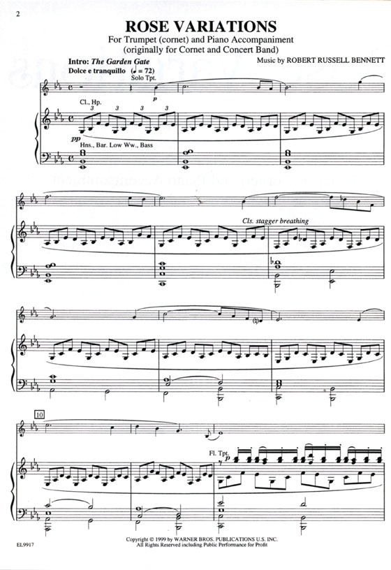 Robert Russell Bennett【Rose Variations】for Trumpet (Cornet) and Piano Accompaniment Robert Russell Bennett【Rose Variations】for Trumpet (Cornet) and Piano Accompaniment