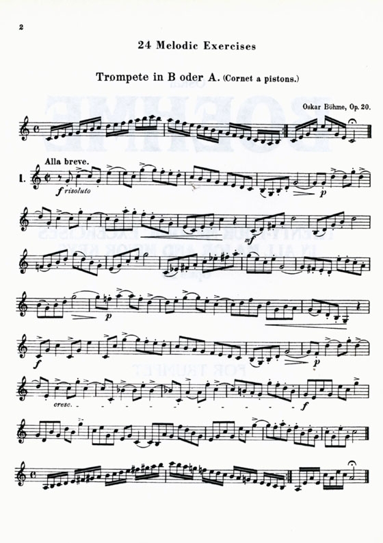 Boehme【Twenty-Four Melodic Excercises】in All Major and Minor Keys , Opus 20 for Trumpet Boehme【Twenty-Four Melodic Excercises】in All Major and Minor Keys , Opus 20 for Trumpet