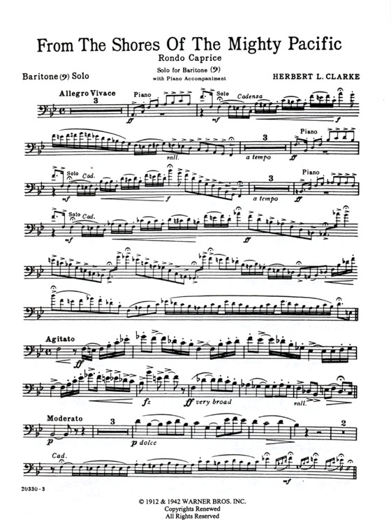 Herbert L. Clarke【From the Shores of the Mighty Pacific】Solo for Cornet, Trumpet or Baritone (Treble or Bass) with Piano Accompaniment