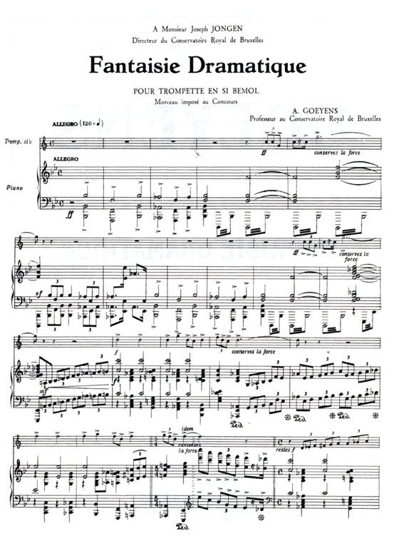 Goeyens【Fantaisie Dramatique】for Trumpet and Piano Goeyens【Fantaisie Dramatique】for Trumpet and Piano