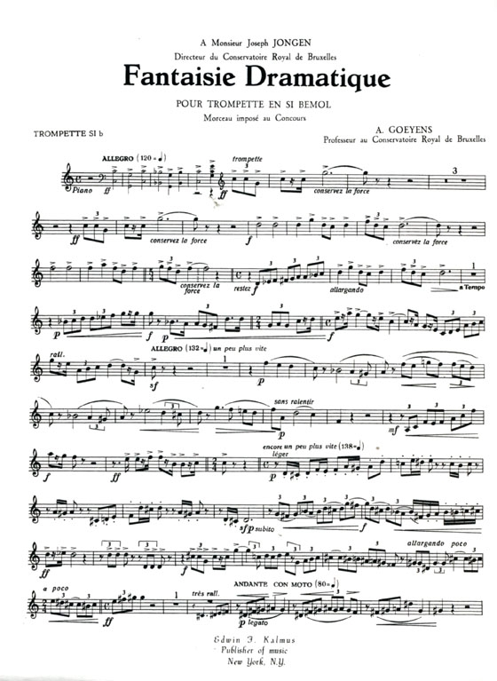 Goeyens【Fantaisie Dramatique】for Trumpet and Piano Goeyens【Fantaisie Dramatique】for Trumpet and Piano