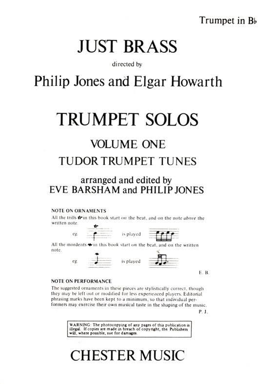 Just Brass : Trumpet Solos【Volume 1】The Tudor Age