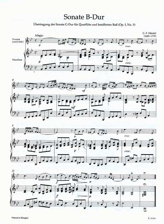 Händel【2 Sonaten】für Trompete und Klavier Händel【2 Sonaten】für Trompete und Klavier