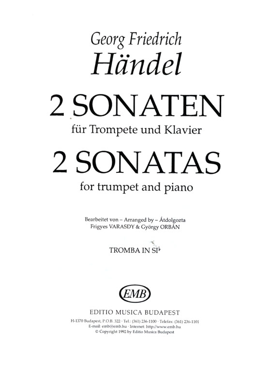 Händel【2 Sonaten】für Trompete und Klavier