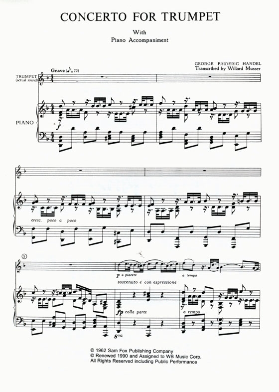 Handel【Concerto】for Trumpet with Piano Accompaniment Handel【Concerto】for Trumpet with Piano Accompaniment