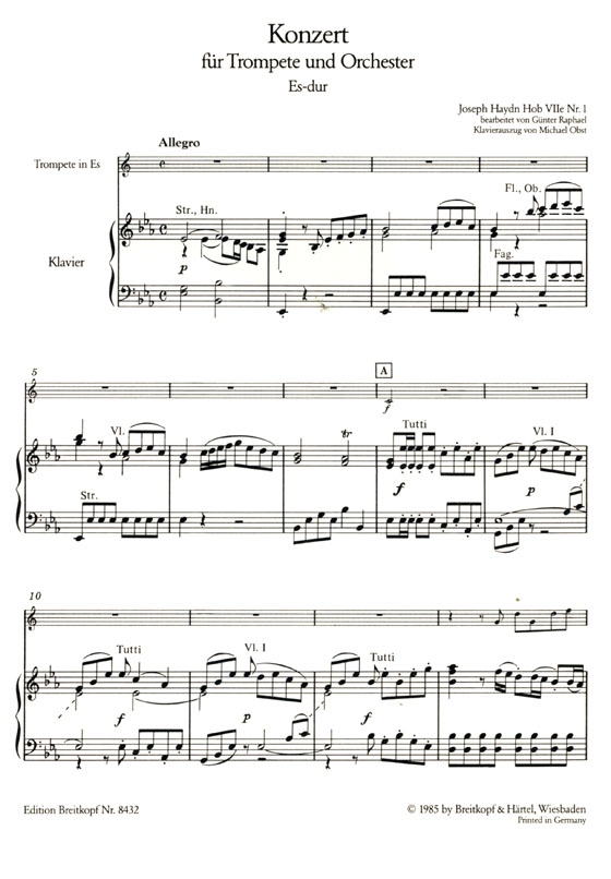 Haydn【Konzert Es-dur , Hob Ⅶe Nr. 1】für Trompete und Orchester Haydn【Konzert Es-dur , Hob Ⅶe Nr. 1】für Trompete und Orchester