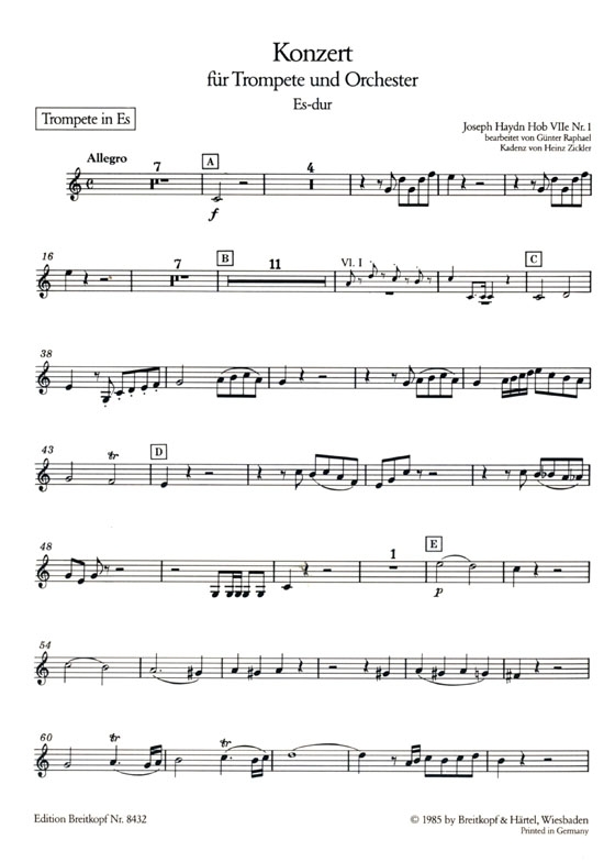 Haydn【Konzert Es-dur , Hob Ⅶe Nr. 1】für Trompete und Orchester Haydn【Konzert Es-dur , Hob Ⅶe Nr. 1】für Trompete und Orchester