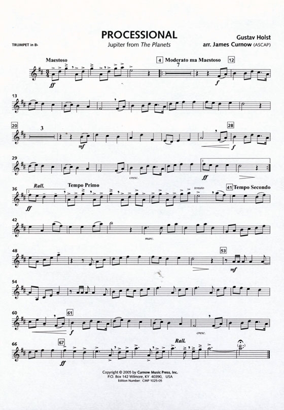 Gustav Holst【Processional and Recessional】for Trumpet Gustav Holst【Processional and Recessional】for Trumpet