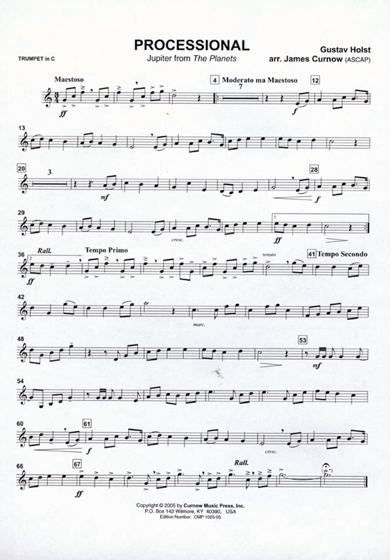 Gustav Holst【Processional and Recessional】for Trumpet Gustav Holst【Processional and Recessional】for Trumpet