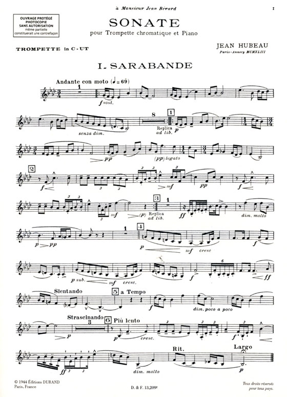 Jean Hubeau【Sonate】pour Trompette chromatique and Piano Jean Hubeau【Sonate】pour Trompette chromatique and Piano