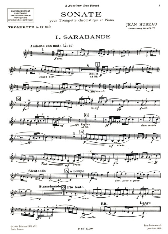 Jean Hubeau【Sonate】pour Trompette chromatique and Piano Jean Hubeau【Sonate】pour Trompette chromatique and Piano