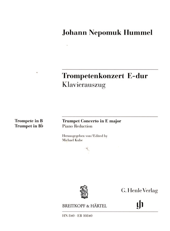 Hummel【Trompetenkonzert E-dur】Klavierauszug