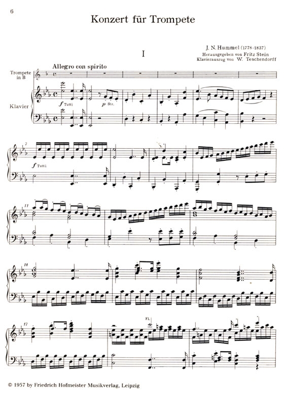 Hummel【Konzert , E-Dur】für Trompete und Orchester Hummel【Konzert , E-Dur】für Trompete und Orchester