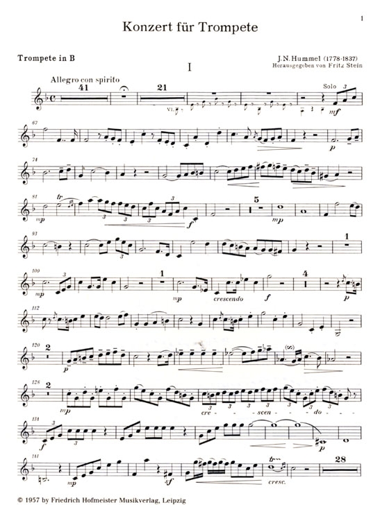Hummel【Konzert , E-Dur】für Trompete und Orchester Hummel【Konzert , E-Dur】für Trompete und Orchester