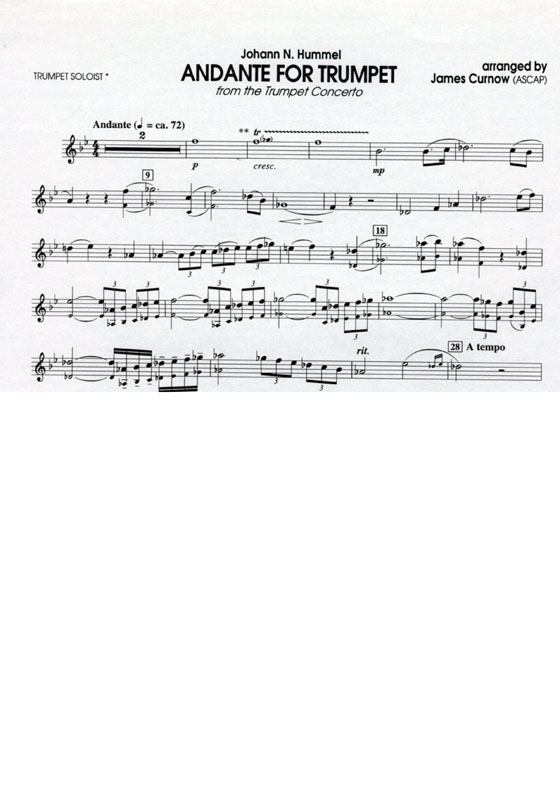 Johann N. Hummel【Andante for Trumpet Soloworks】with Piano Accompaniment , Grade 3