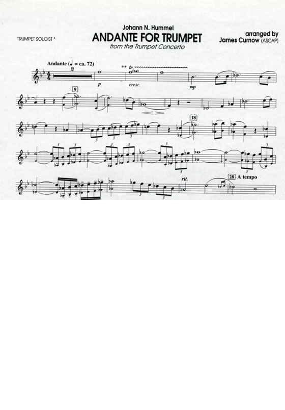 Johann N. Hummel【Andante for Trumpet Soloworks】with Piano Accompaniment , Grade 3 Johann N. Hummel【Andante for Trumpet Soloworks】with Piano Accompaniment , Grade 3