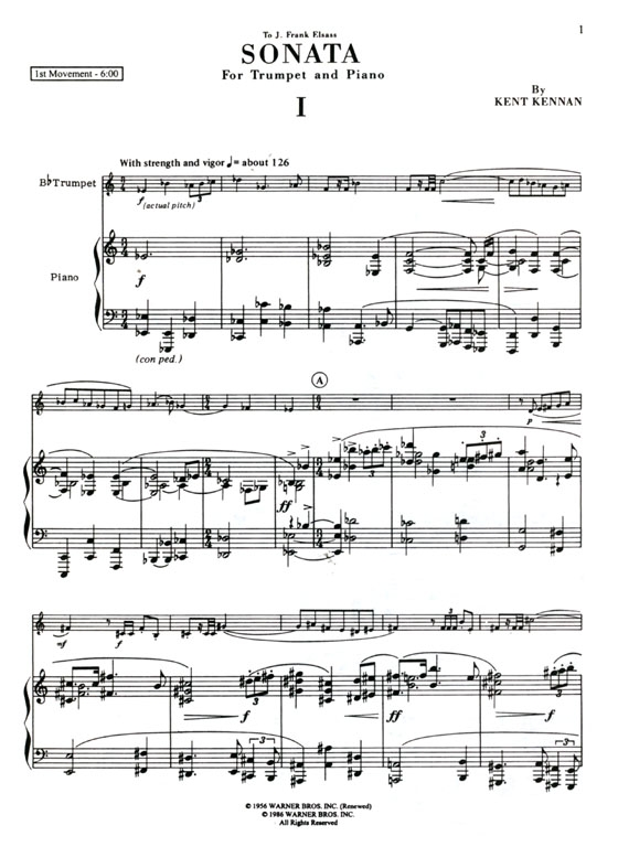 Kennan【Sonata】for Trumpet and Piano , Revised 1986 Edition Kennan【Sonata】for Trumpet and Piano , Revised 1986 Edition