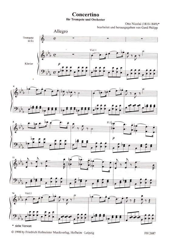 Otto Nicolai【Concertino】für Trompete und Orchester Otto Nicolai【Concertino】für Trompete und Orchester
