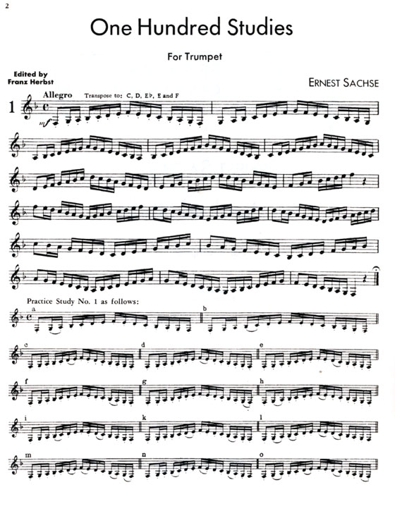 Sachse【One Hundred Studies】for Trumpet