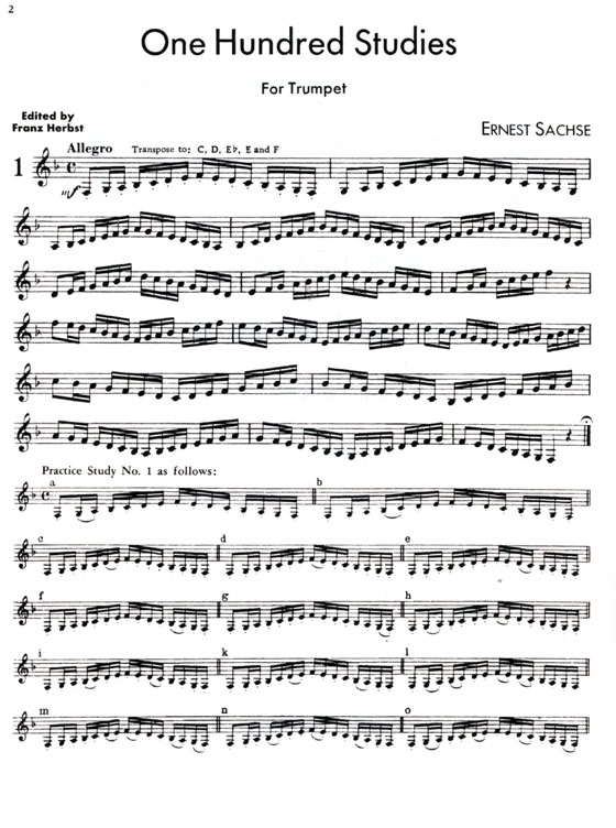 Sachse【One Hundred Studies】for Trumpet