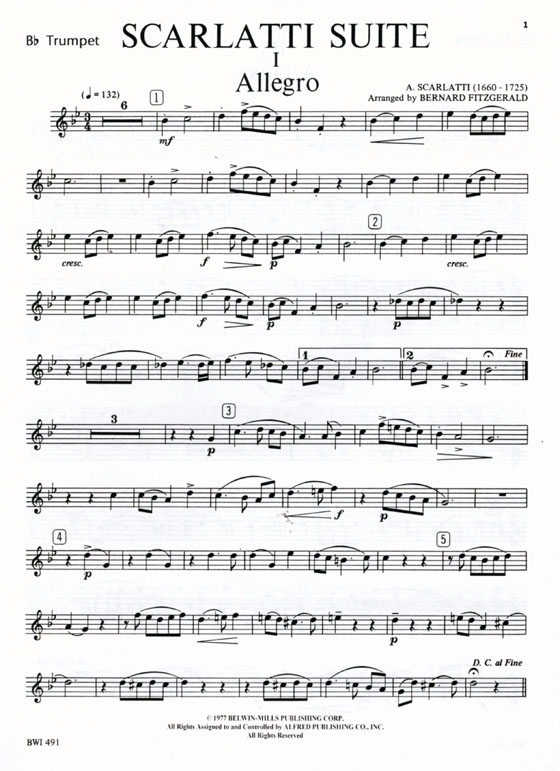 A. Scarlatti【Suite】for B♭ Trumpet / Piano