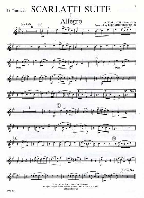 A. Scarlatti【Suite】for B♭ Trumpet / Piano A. Scarlatti【Suite】for B♭ Trumpet / Piano