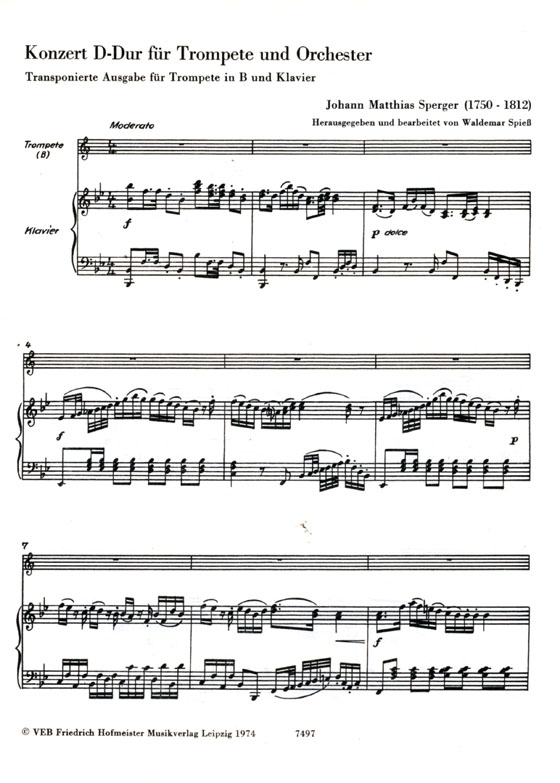Johann Matthias Sperger【Konzert D-Dur】für Trompete und Orchester Johann Matthias Sperger【Konzert D-Dur】für Trompete und Orchester