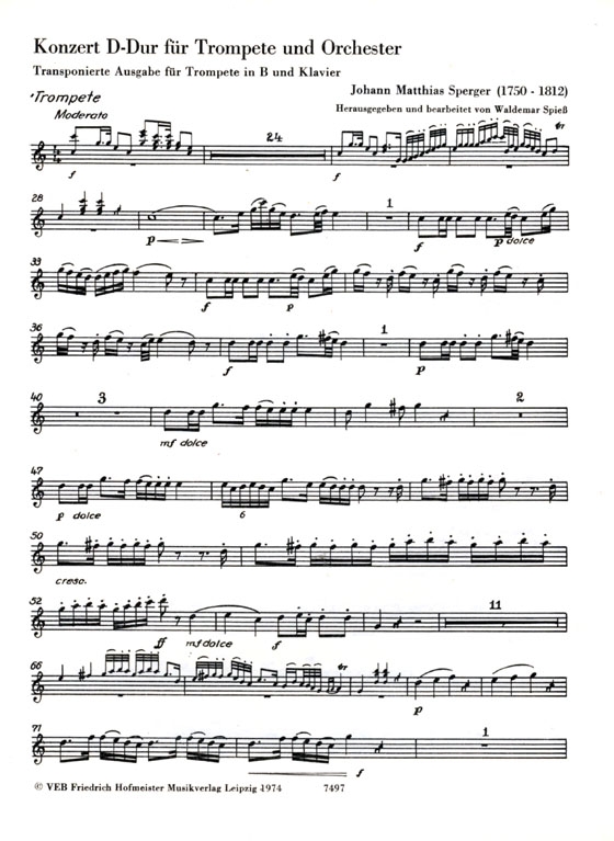 Johann Matthias Sperger【Konzert D-Dur】für Trompete und Orchester Johann Matthias Sperger【Konzert D-Dur】für Trompete und Orchester