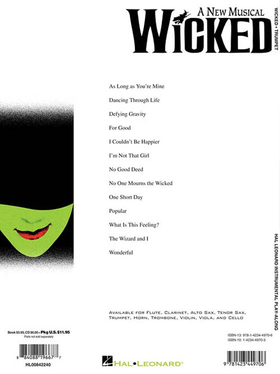 A New Musical Wicked【CD+樂譜】for Trumpet A New Musical Wicked【CD+樂譜】for Trumpet
