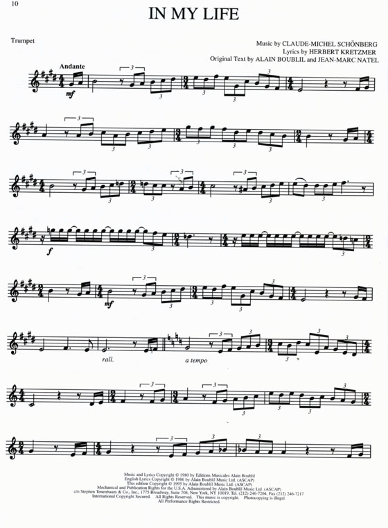 Selections From Les Miserables for Trumpet Selections From Les Miserables for Trumpet