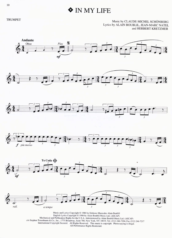 Les Miserables【CD+樂譜】for Trumpet Les Miserables【CD+樂譜】for Trumpet