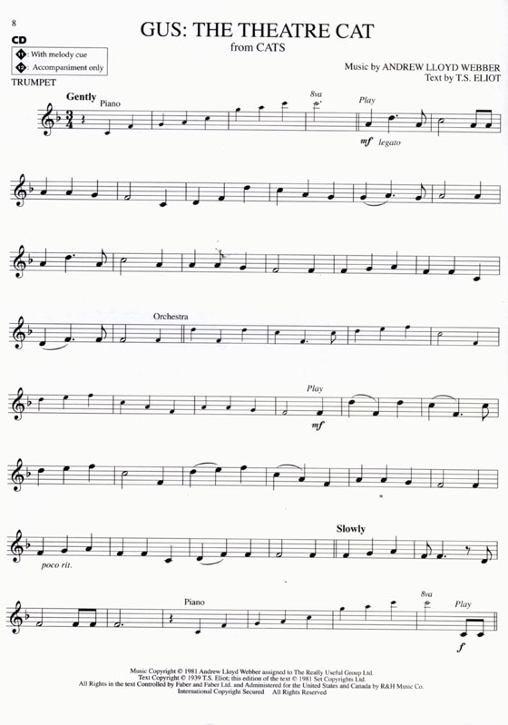 Andrew Lloyd Webber Classics【CD+樂譜】for Trumpet