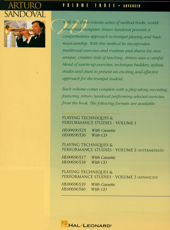 Arturo Sandoval Playing Techniques & Performance Studies【CD+樂譜】for Trumpet ,Volume Three Arturo Sandoval Playing Techniques & Performance Studies【CD+樂譜】for Trumpet ,Volume Three