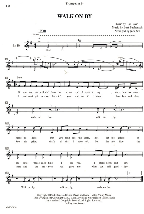 Play the Music of Burt Bacharach【CD+樂譜】Trumpet