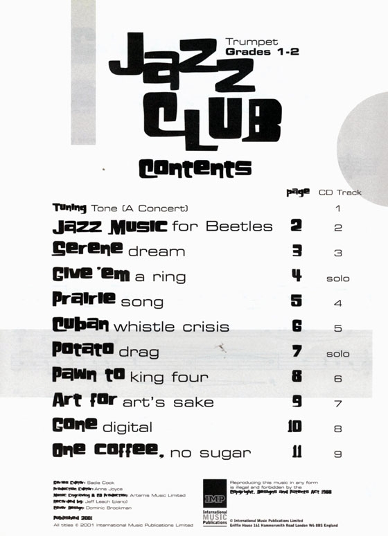 Jazz Club【CD+樂譜】for Trumpet , Grades 1-2