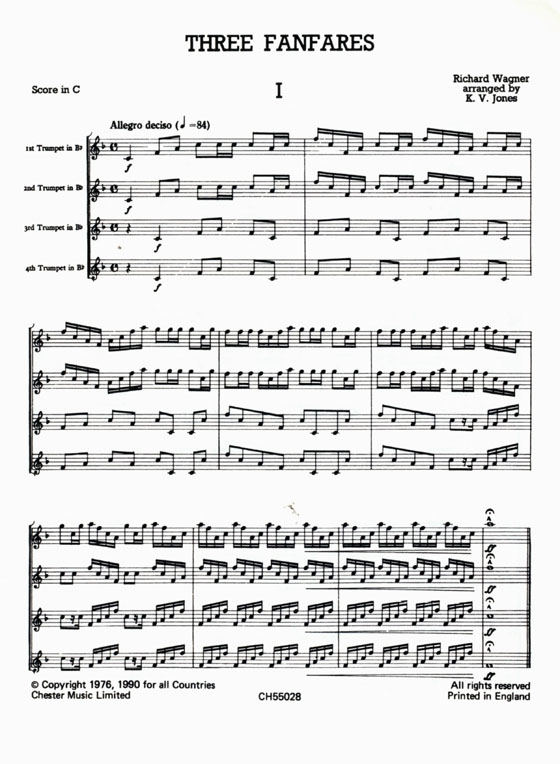 Richard Wagner【Three Fanfares】for four Trumpet , Just Brass No. 18 Richard Wagner【Three Fanfares】for four Trumpet , Just Brass No. 18