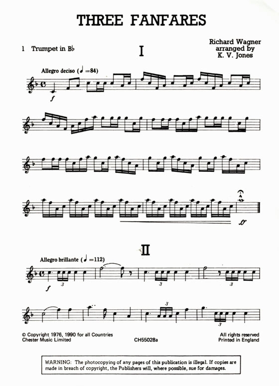 Richard Wagner【Three Fanfares】for four Trumpet , Just Brass No. 18 Richard Wagner【Three Fanfares】for four Trumpet , Just Brass No. 18