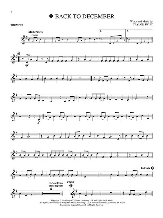 Taylor Swift【CD+樂譜】for Trumpet