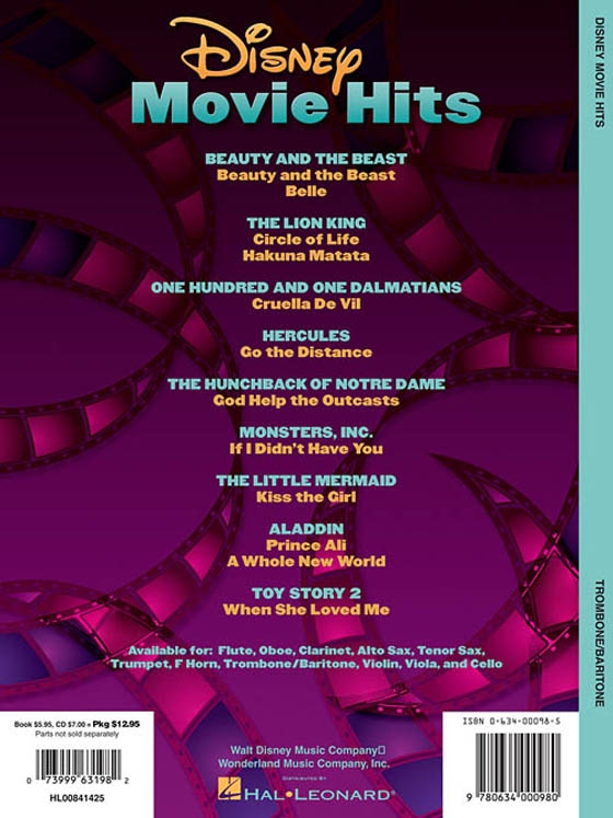 Disney Movie Hits【CD+樂譜】for Trombone / Baritone