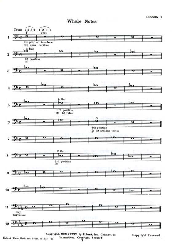 Rubank【Elementary Method】for Trombone or Baritone