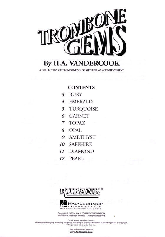 Trombone Gems【A Collection】of Trombone Solos with Piano Accompaniment Trombone Gems【A Collection】of Trombone Solos with Piano Accompaniment