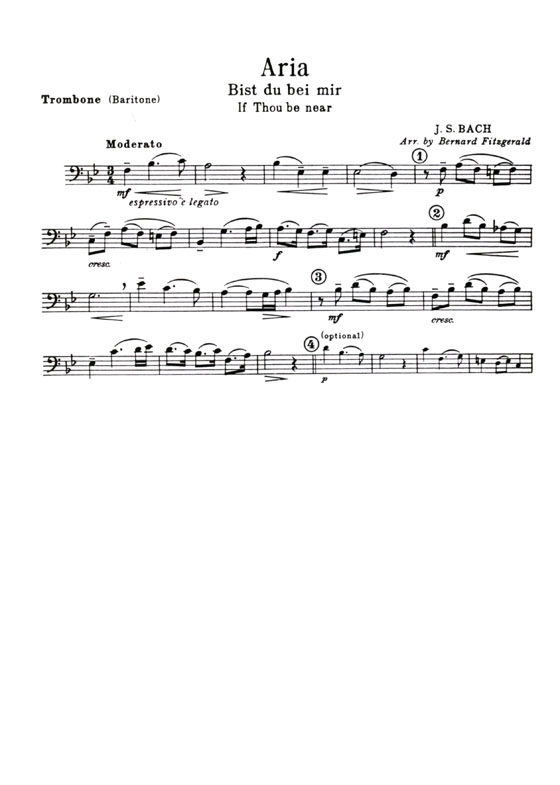 J.S. Bach【ARIA , Bist du bei Mir 】for Trombone (Baritone) / Piano