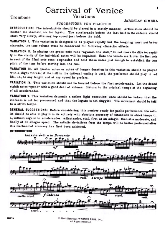Jaroslav Cimera【Carnival of Venice】Solo for Trombone with Piano Accompaniment Jaroslav Cimera【Carnival of Venice】Solo for Trombone with Piano Accompaniment