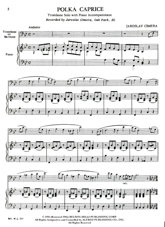 Jaroslav Cimera【Polka Caprice】 Trombone / Piano (Ⅲ)
