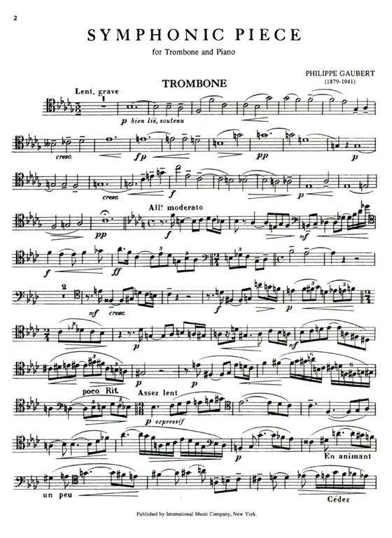 Gaubert【Symphonic Piece】for Trombone and Piano